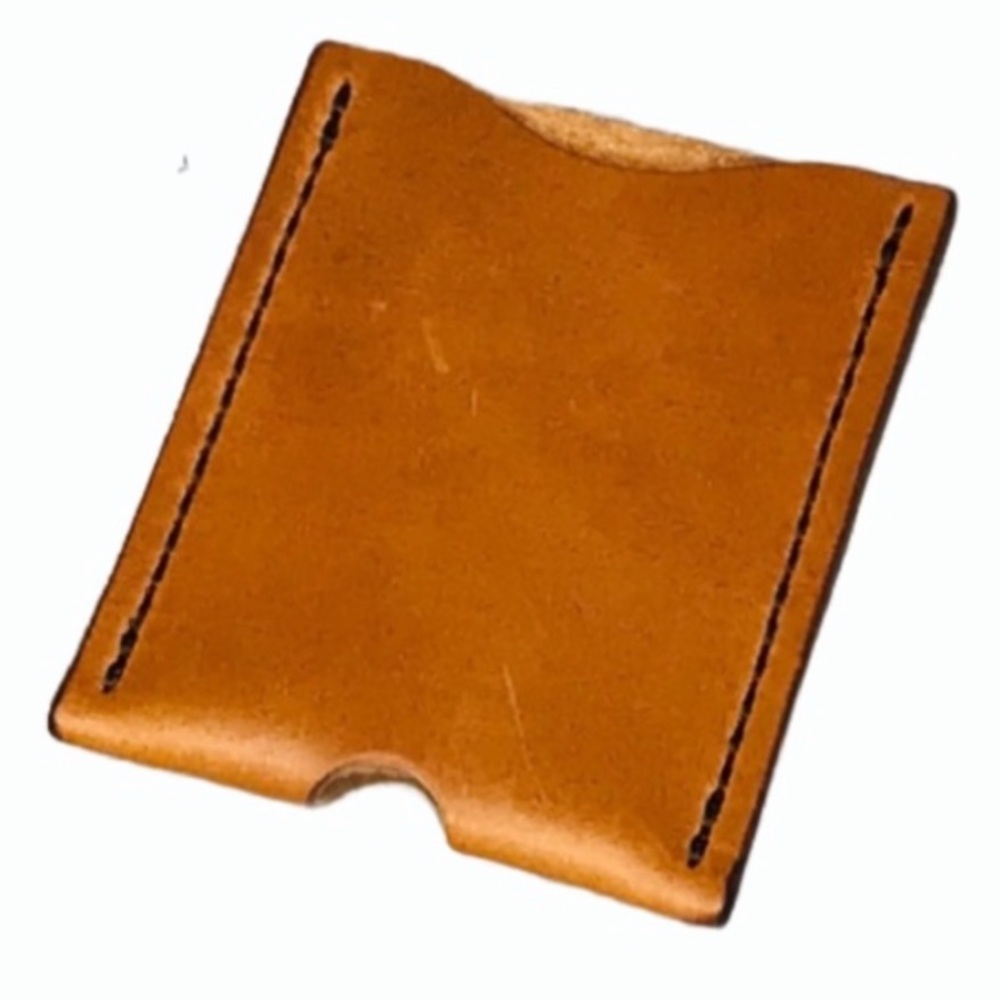 Caramel Leather Card Sleeve Wallet, Credit Card Holder - Handcrafted
